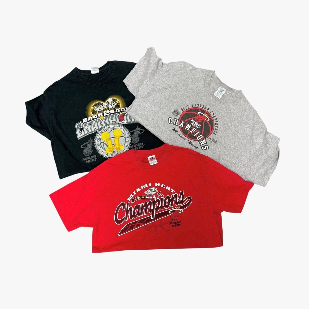 Vintage Miami Heat NBA Champions T-Shirt Bundle Lot Mens Size L‎ XL